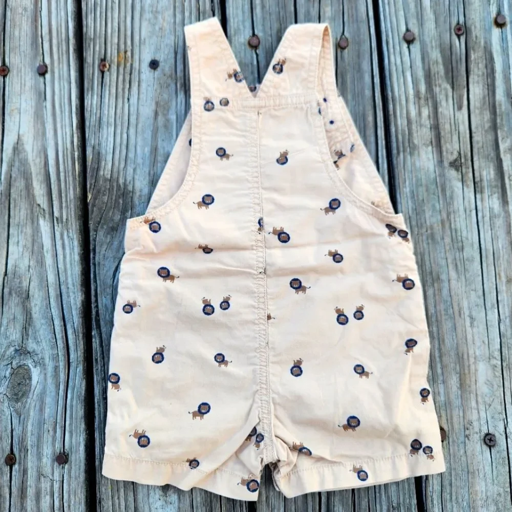 Carter's Baby boys Short Overalls Beige Tan Size 12 Months Adjustable with Snaps